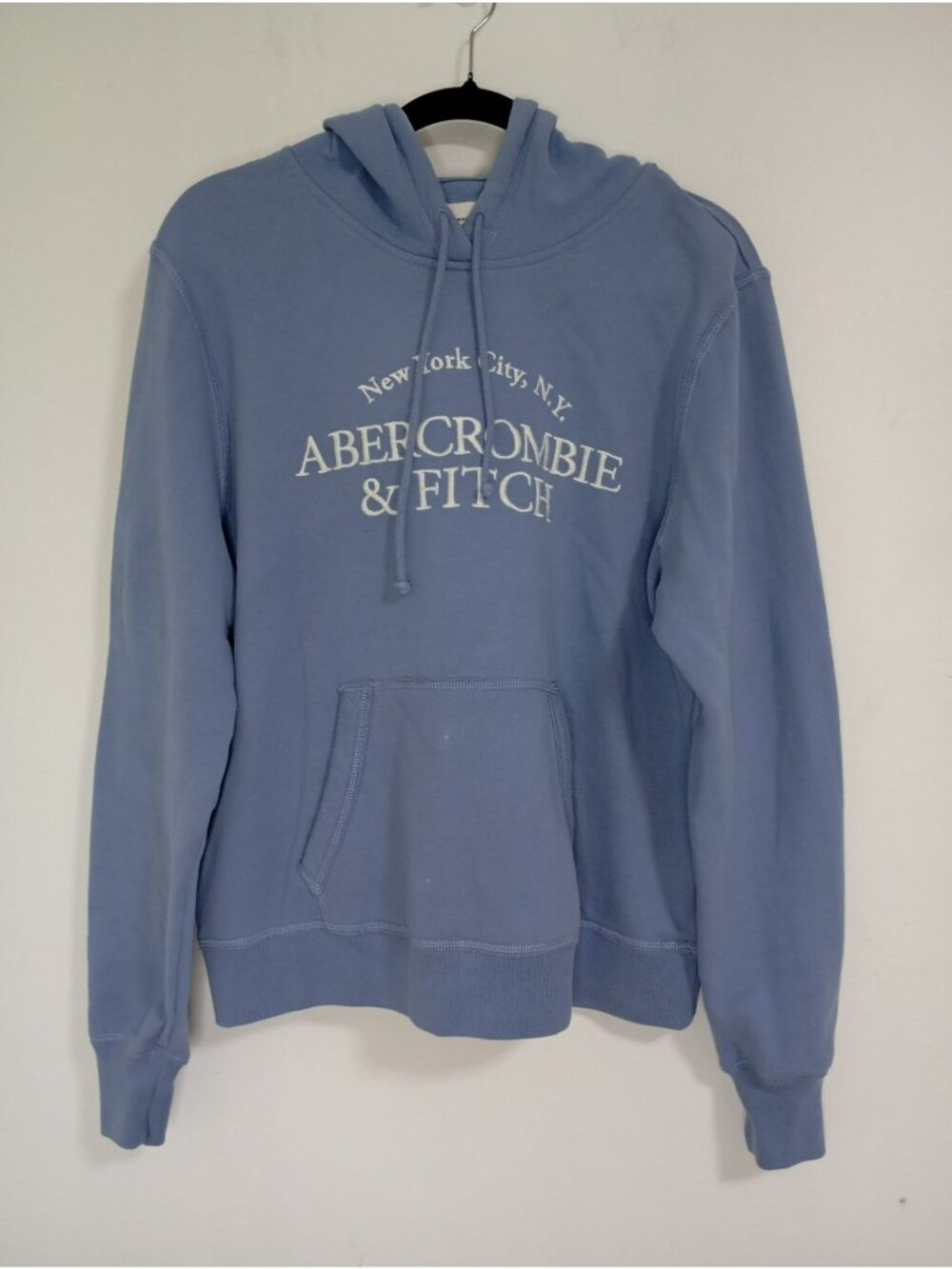 Abercrombie & Fitch Blue Hoodie Sweatshirt, Size L Cotton Blend Unisex